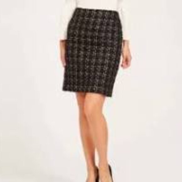 J. McLaughlin Elm Pencil Skirt, Black and Gold Tweed Metallic - Picture 2 of 7